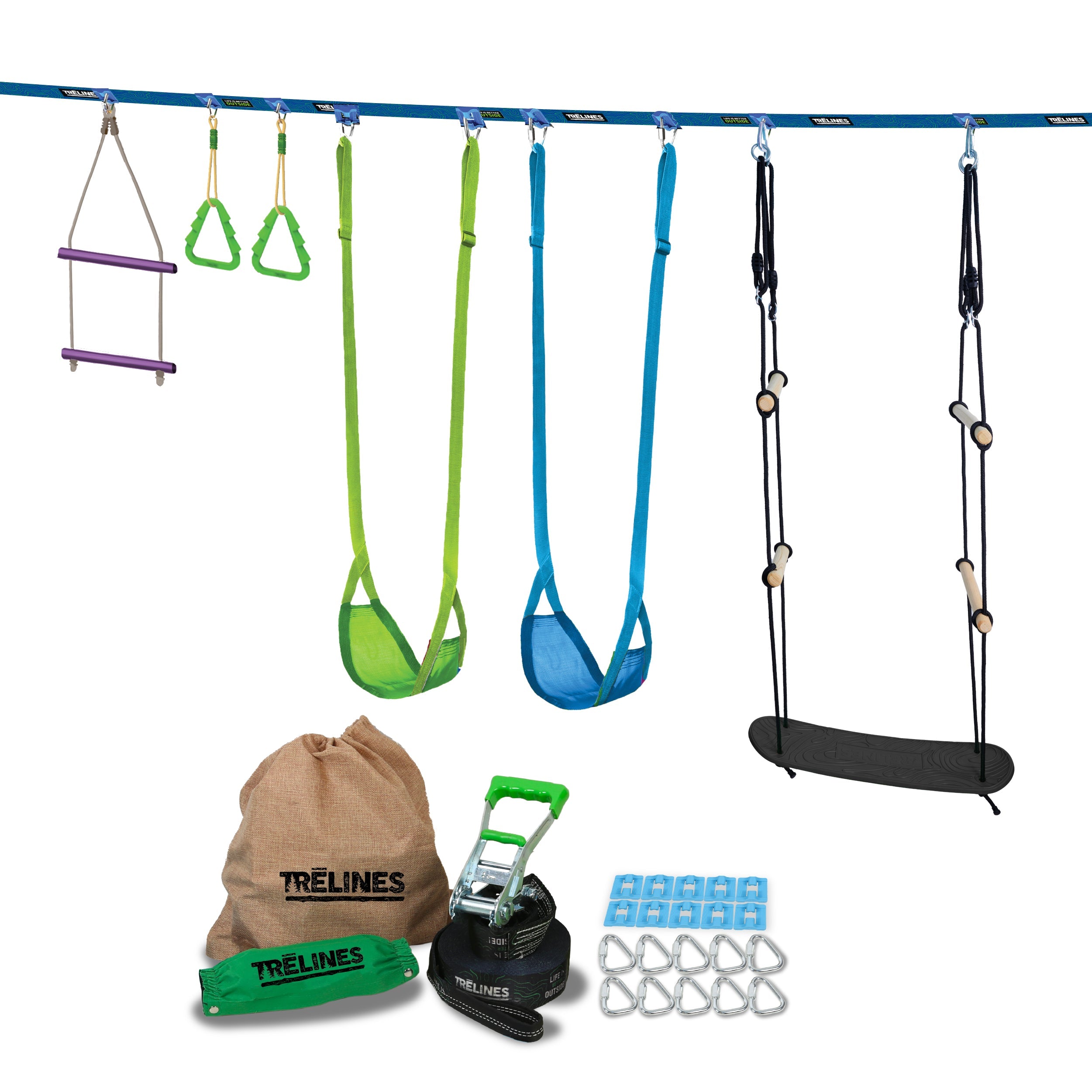 Surf & Swing Combo: Swingset Line, Treboard, Tree Protectors