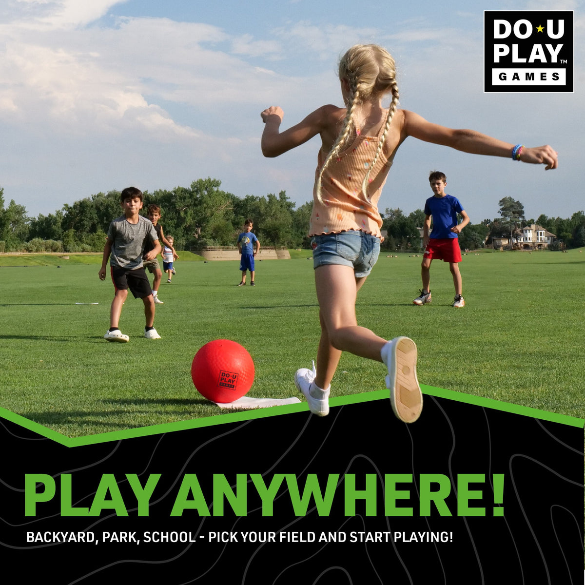 Kids playing kickball