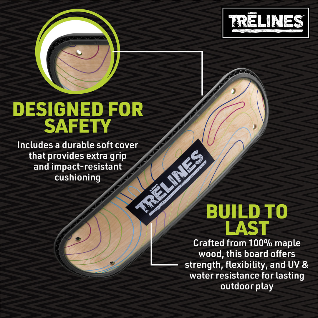 Surf swing skateboard deck with safety and durability features 