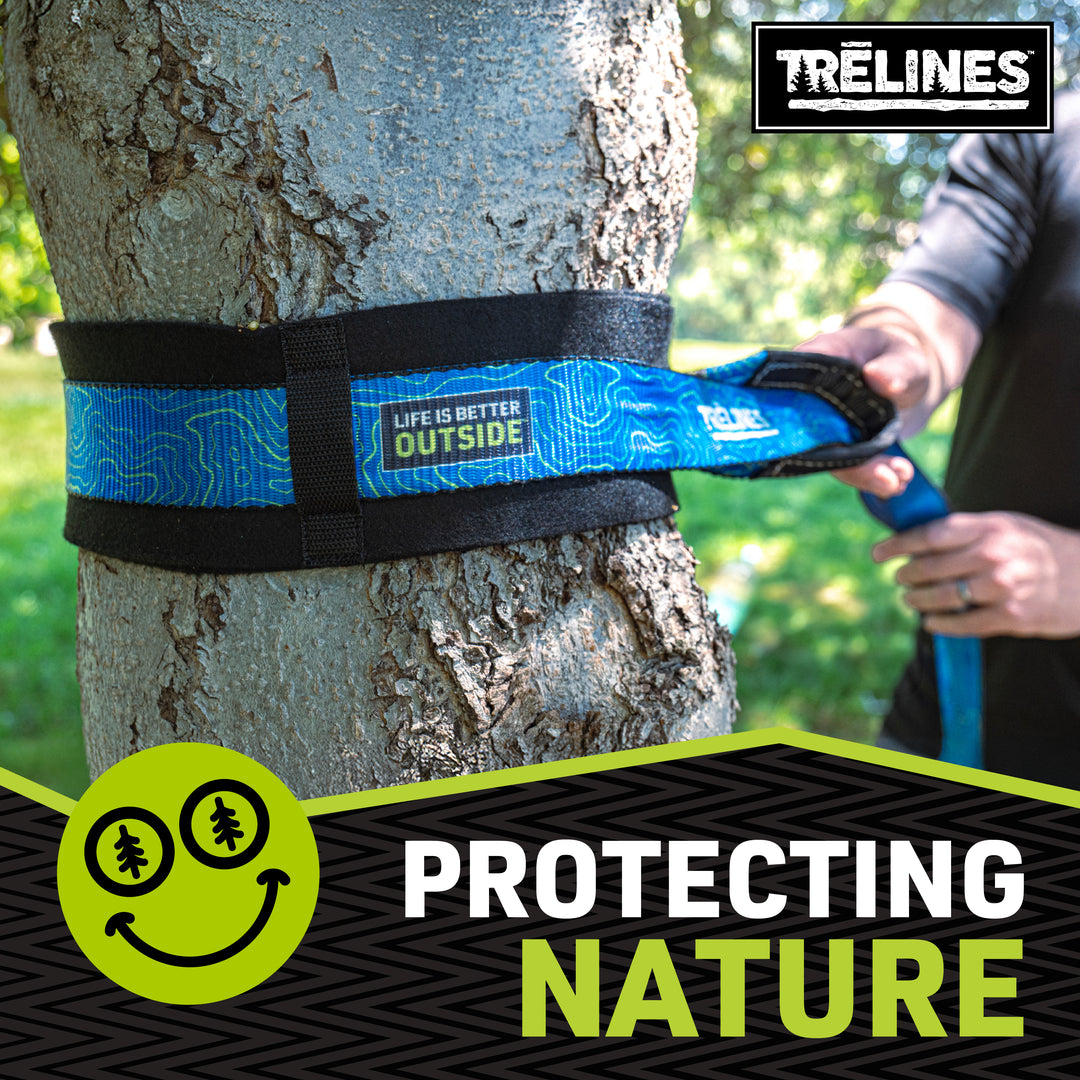 trelines tree protector wrap - installing with slackline