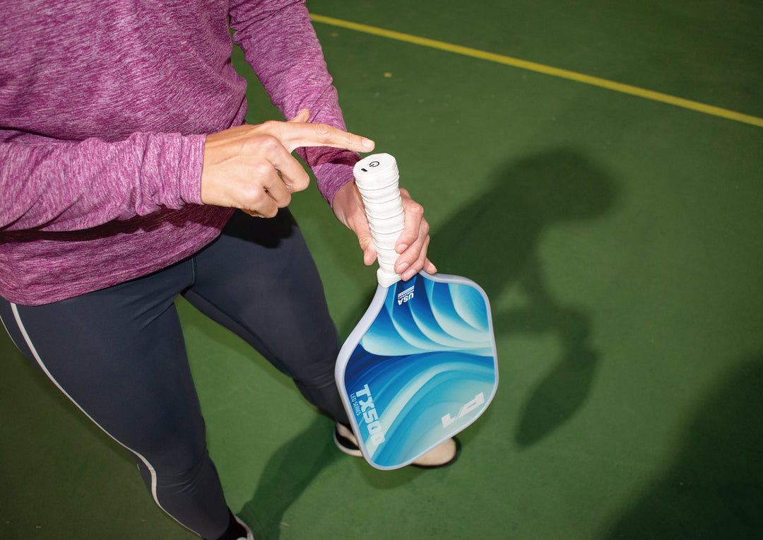 p1 LED pickleball paddle power on button
