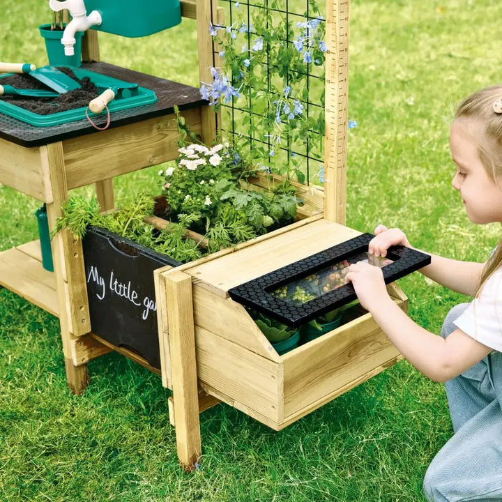Hape Grow & Play Potting Table-Outdoor Gardening Station With Chalkboard