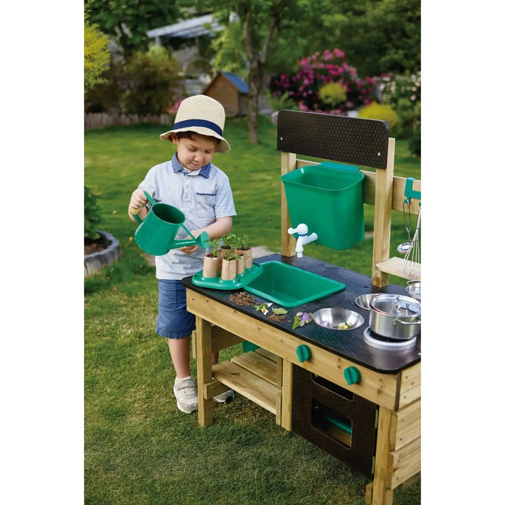 Hape Wooden Outdoor Mud Kitchen for Kids - Preschool Playset with Accessories - HapeToys