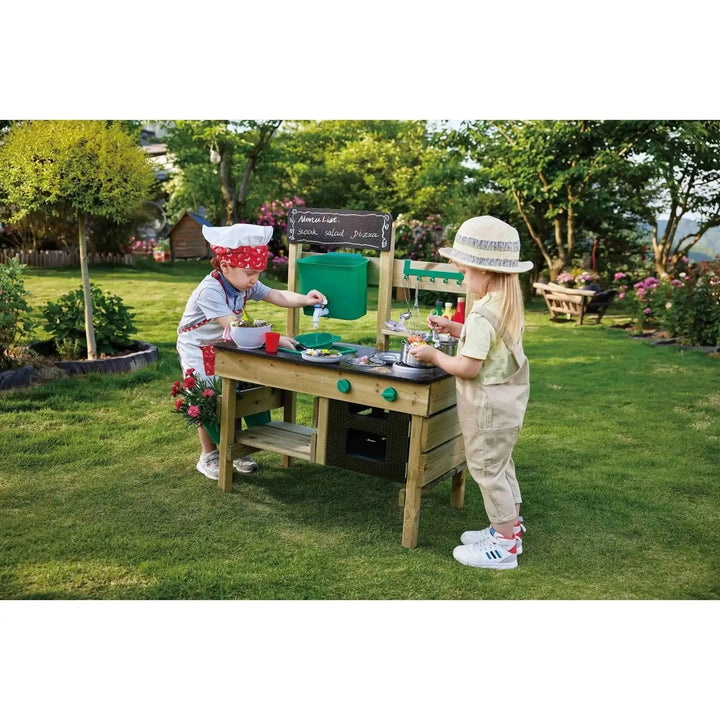 Hape Wooden Outdoor Mud Kitchen for Kids - Preschool Playset with Accessories - HapeToys