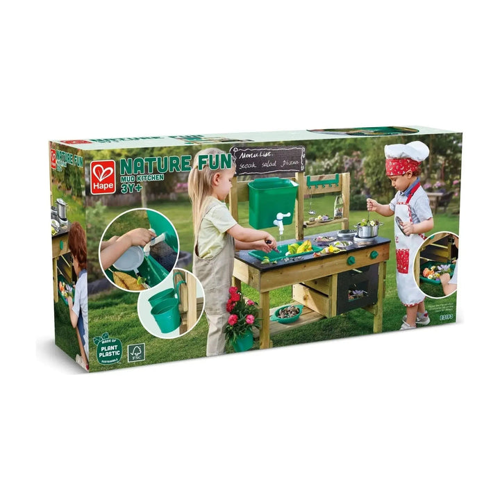 Hape Wooden Outdoor Mud Kitchen for Kids - Preschool Playset with Accessories - HapeToys