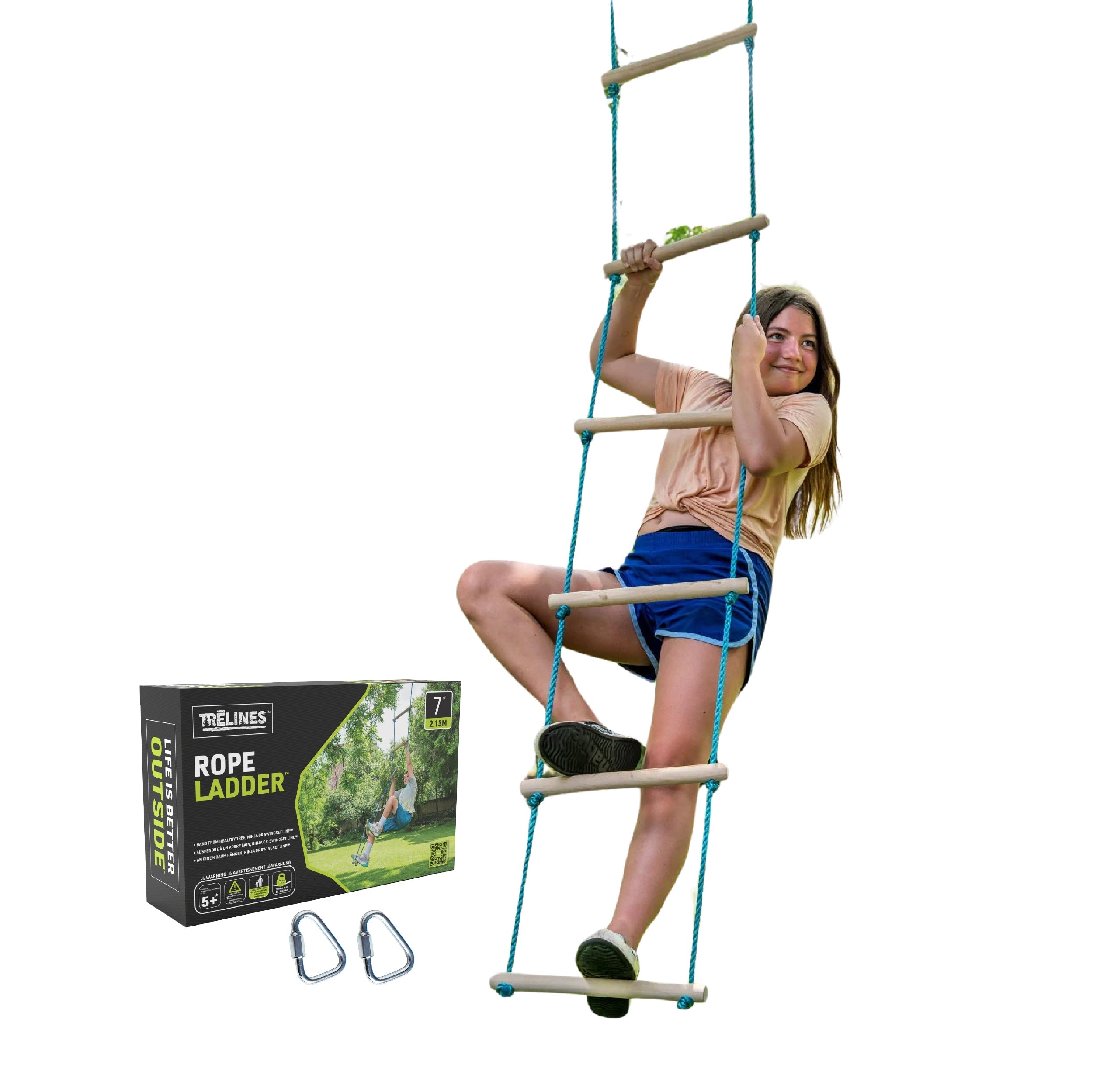 7 Ft Kids Rope Ladder for Outdoor Ninja & Tree Play – Life Is Better ...
