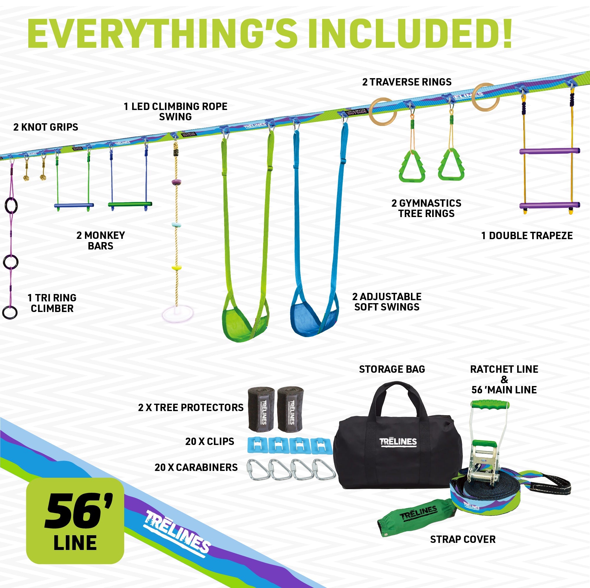 Combo Ninja 56 ft Swing & Obstacle Course Kit for Kids – Life Is