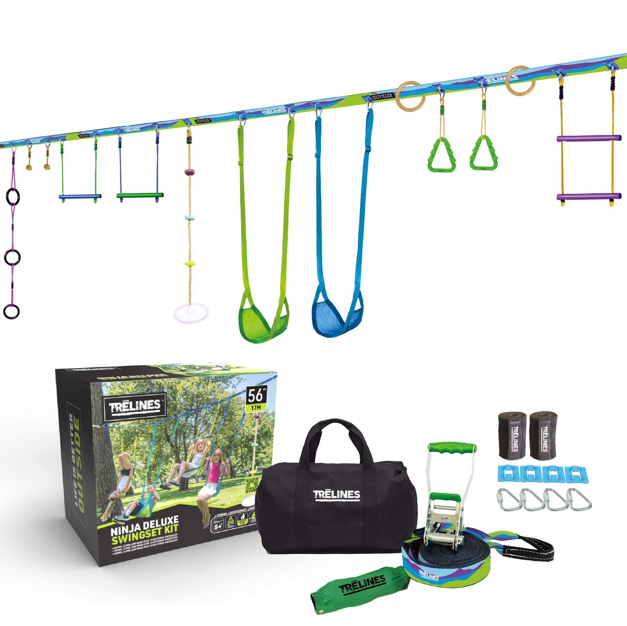 Combo Ninja 56 ft Swing & Obstacle Course Kit for Kids – Life Is