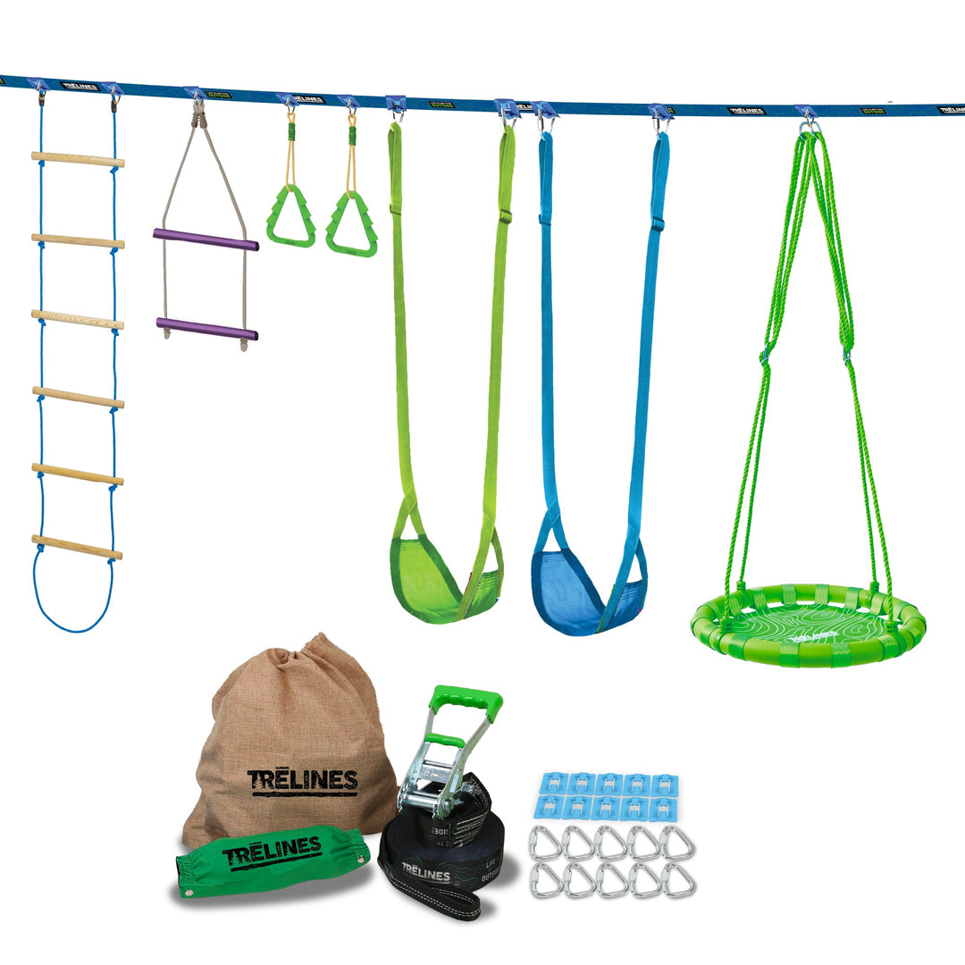 Deluxe Swing & Climb Bundle - Swingset Gymnastics + Rope Ladder + 24" Saucer Swing