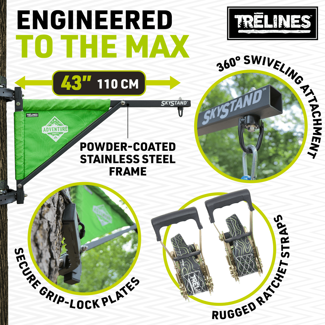 trelines sky stand tree swing tree hanger, engineered to the max