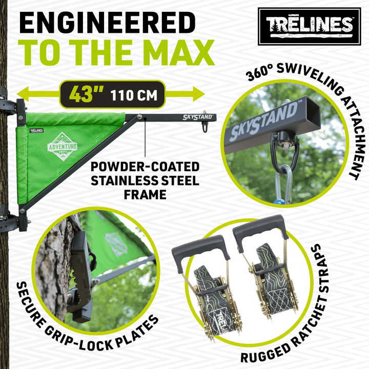 trelines sky stand tree swing tree hanger, engineered to the max
