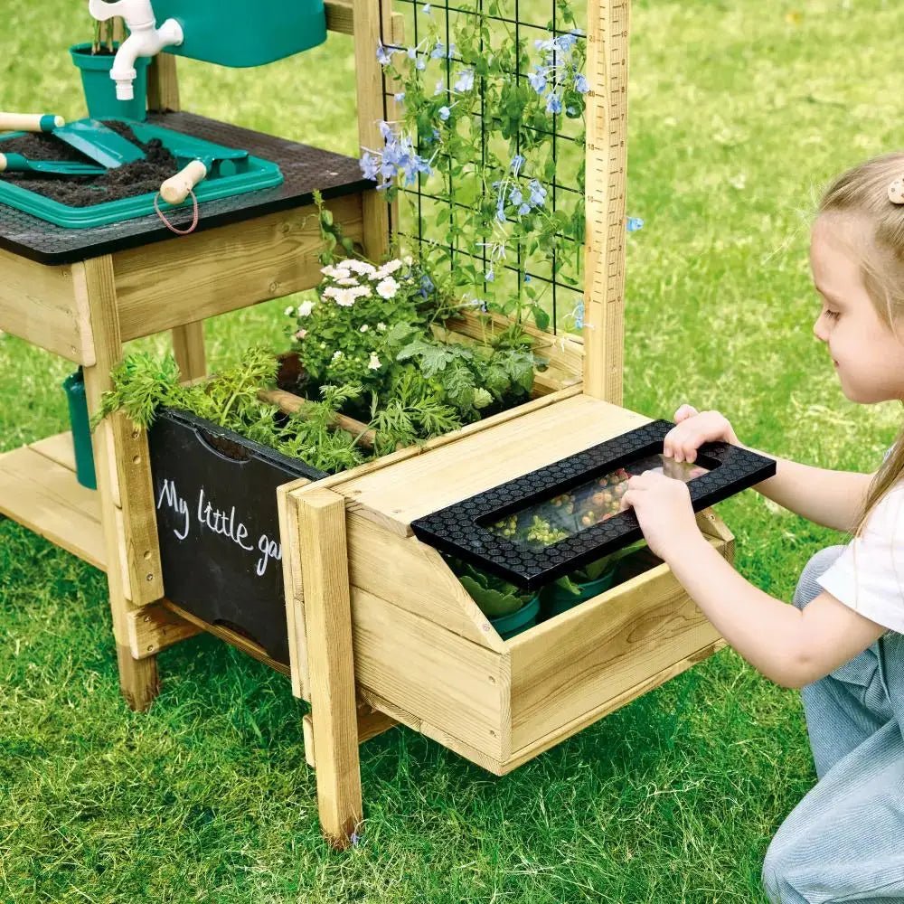 Hape Grow & Play Potting Table-Outdoor Gardening Station With Chalkboard