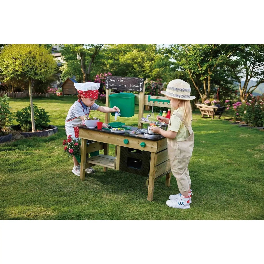 Hape Wooden Outdoor Mud Kitchen for Kids - Preschool Playset with Accessories - HapeToys