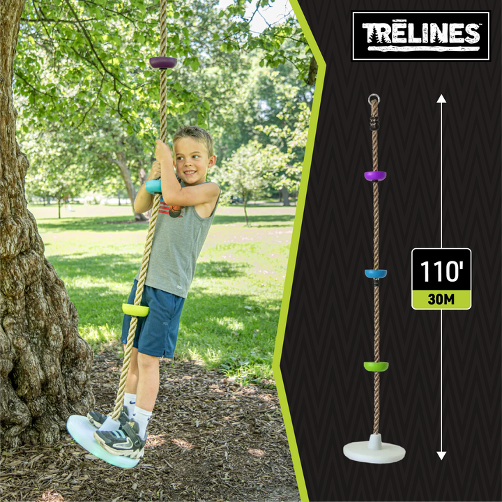 Kids climbing rope with LED lights and safety base support structure