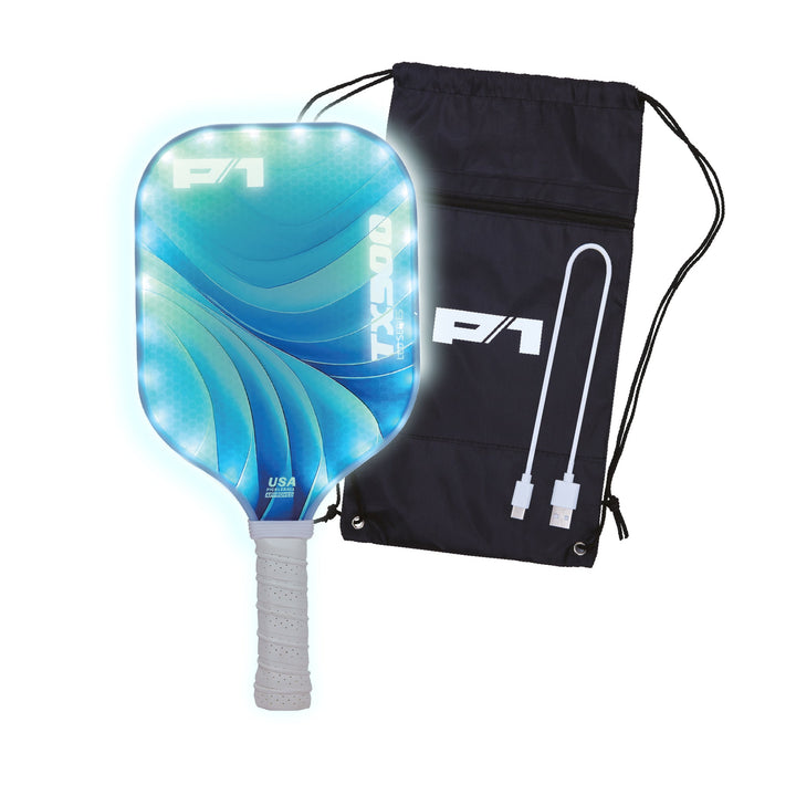 LED pickleball paddle with carrying bag and charging cable included