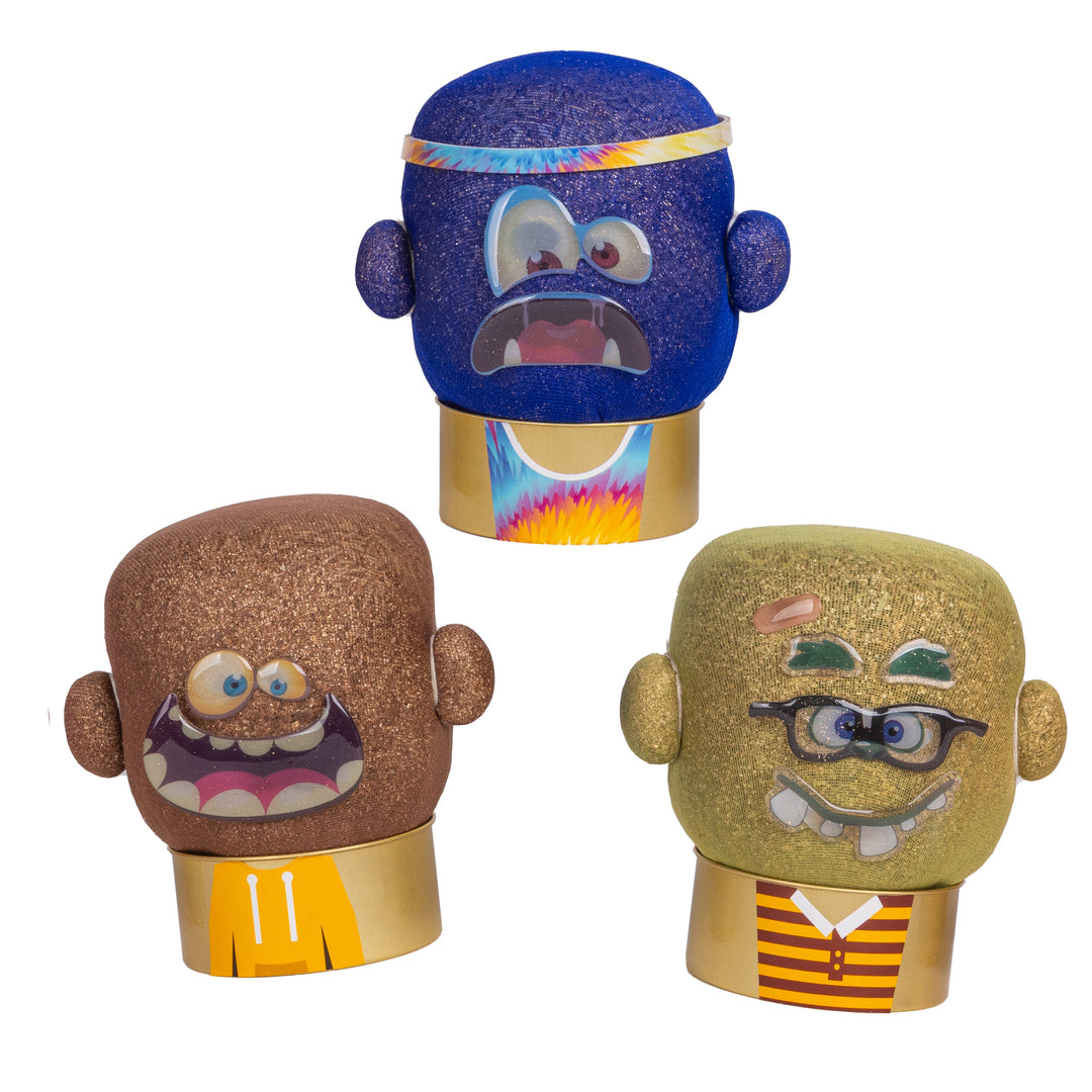 Three colorful plant pal character figurines grass growing toys
