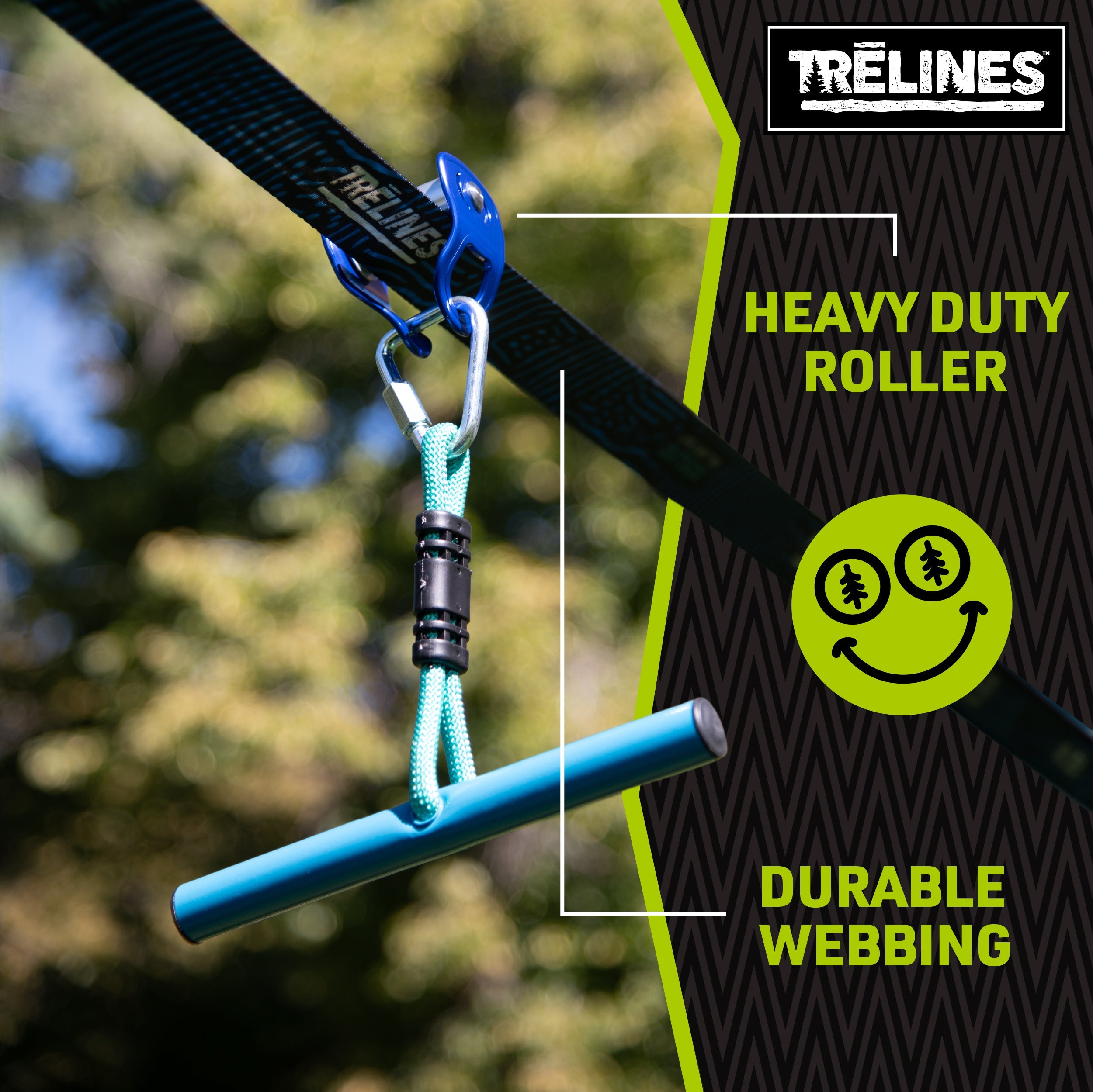 Roller Adventure Line 36 ft. Slackline Zipline for Backyards