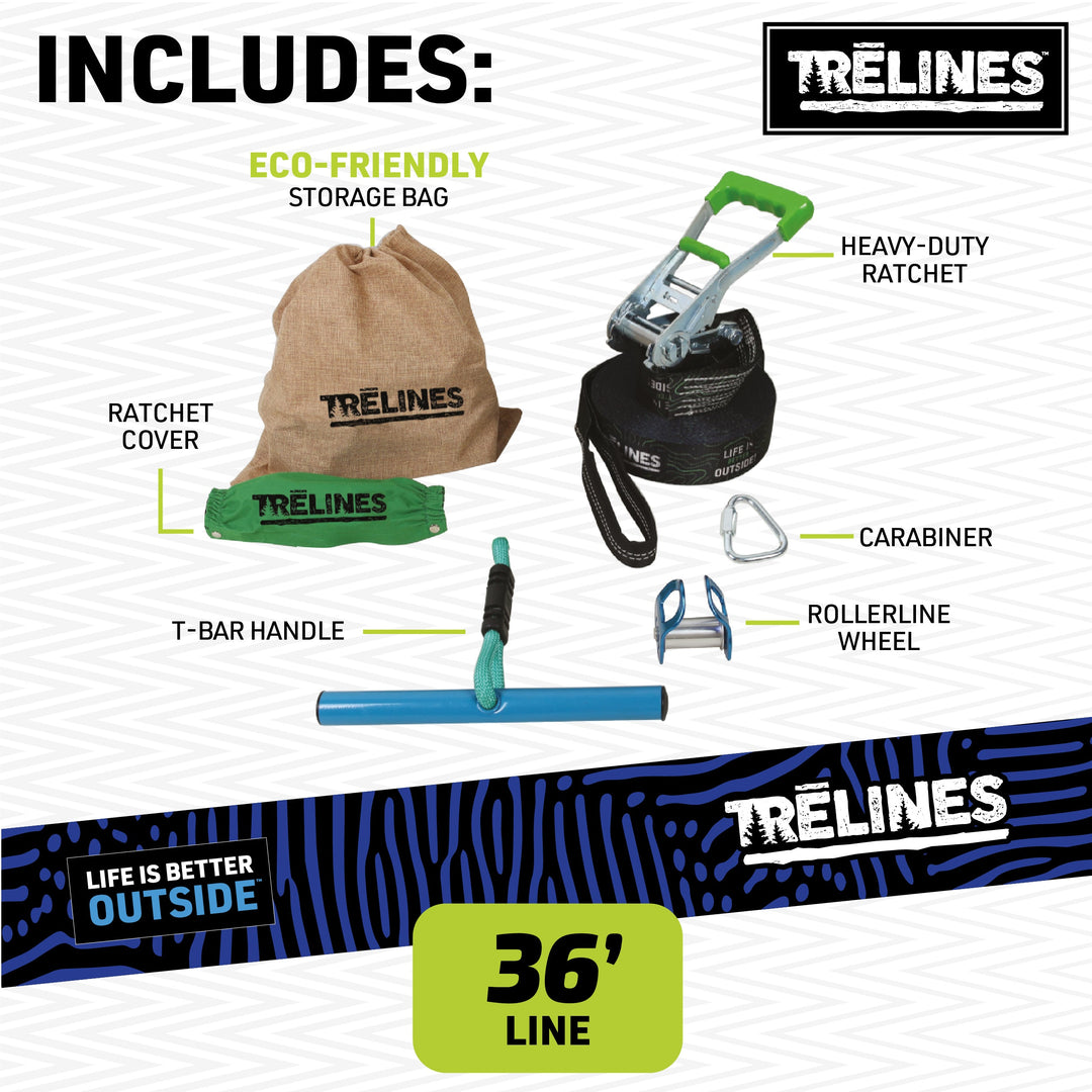 slackline zipline 36 ft