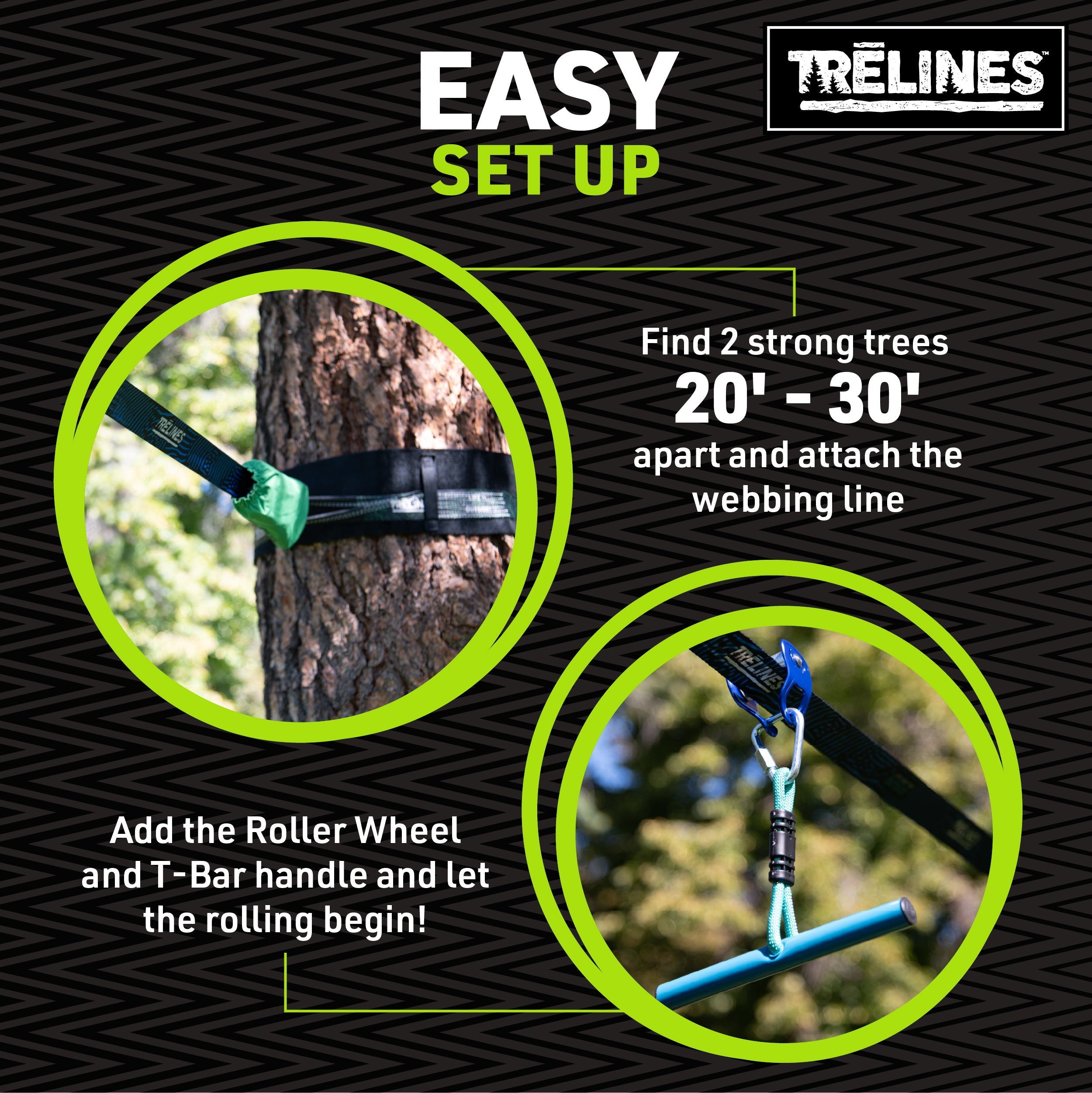Roller Adventure Line 36 ft. Slackline Zipline for Backyards